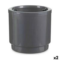 Zelfwaterende bloempot Ibergarden Zilverkleurig Polypropyleen 38 x 37,5 x 38 cm 38 x 37 x 38 cm (2 Stuks)