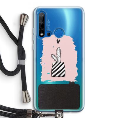 Zwart-wit cactus: Huawei P20 Lite (2019) Transparant Hoesje met koord