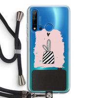 Zwart-wit cactus: Huawei P20 Lite (2019) Transparant Hoesje met koord