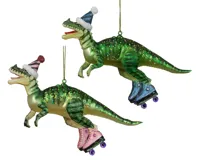 Decoris kerstornament glas Dino op Skates 13.4cm Decoris kerstornament glas Dino op Skates 13.4cm
