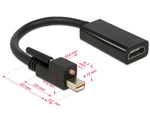 Delock 62640 Adapter mini DisplayPort 1.2 male met schroef > HDMI female 4K Actief zwart