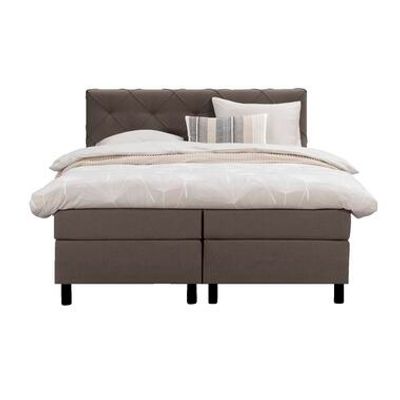 Boxspring Liv geruit - donkerbruin - 180x200 cm - ronde poot - Leen Bakker