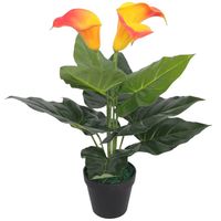 vidaXL Kunst calla lelie plant met pot 45 cm rood en geel - thumbnail
