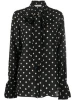 Nina Ricci blouse en soie à pois - Noir