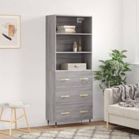 Hoge kast 69,5x34x180 cm bewerkt hout grijs sonoma eikenkleurig