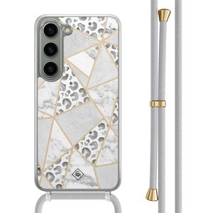 Samsung Galaxy S23 hoesje met grijs koord - Stone & leopard