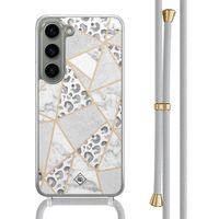 Samsung Galaxy S23 hoesje met grijs koord - Stone & leopard