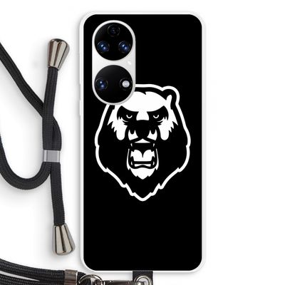 Angry Bear (black): Huawei P50 Transparant Hoesje met koord