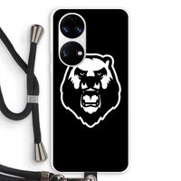 Angry Bear (black): Huawei P50 Transparant Hoesje met koord