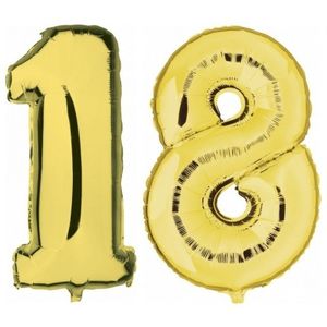 18 jaar gouden folie ballonnen 88 cm leeftijd/cijfer   -