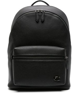 Coach sac à dos en cuir à plaque logo - Noir