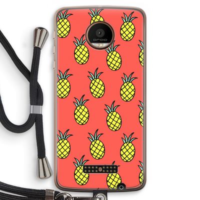 Ananas: Motorola Moto Z Force Transparant Hoesje met koord