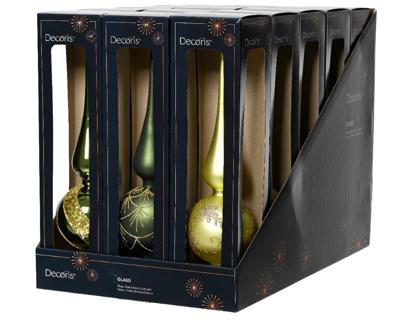 Piek glas d8l31 cm groen a3 kerst - Decoris