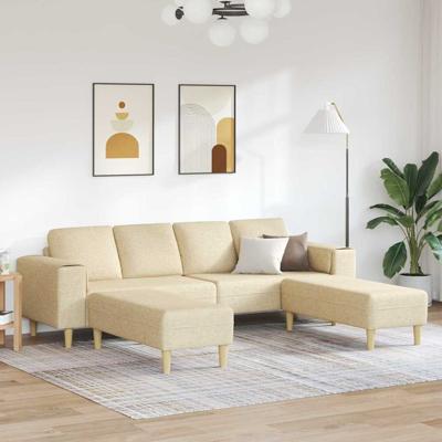 Bankstel 3 pcs Crème Stof