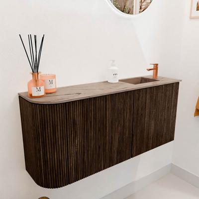 Toiletmeubel Mondiaz Joya Dlux | 91.6 cm | Meubelkleur Walnut | Faye wastafel Arena Wasbak Rechts | 1 kraangat