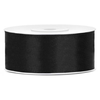 Partydeco Sierlint satijn - Zwart - 2.5 cm x 25 meter - cadeaulint Partydeco Sierlint satijn - Zwart - 2.5 cm x 25 meter - cadeaulint