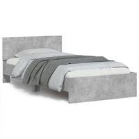 Bedframe met hoofdbord en LED-verlichting betongrijs 100x200 cm