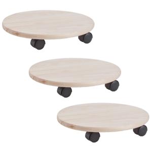 Zeller Planten trolley - 5x stuks - multiroller hout - 35 cm - tot 100 kg