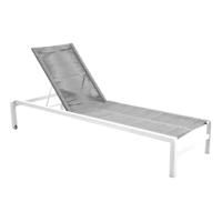 Ishi lounger aluminium stackable white/rope light grey Yoi - Yoi