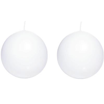 Trend Candles Bolkaars glad - 2x - wit - 7 cm - 16 branduren - ronde kaarsen