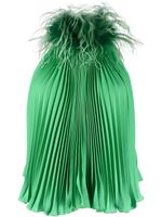 STYLAND blouse plissée bordée de plumes - Vert