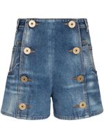 Balmain short en coton à patch logo - Bleu