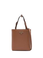 Prada sac cabas en cuir à logo triangle - Marron