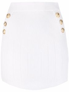 Balmain minijupe en maille nervurée - Blanc