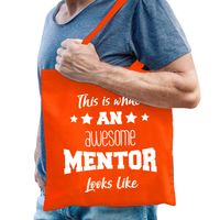 Cadeau tas voor mentor - katoen - 42 x 38 cm - oranje - This is what an awesome mentor looks like