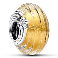 Pandora 792982C01 Bedel Shooting Star Grooved zilver-muranoglas-zirconia zilver- en goudkleurig - thumbnail