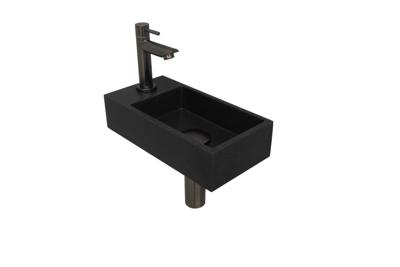 Fonteinset INK Versus 36x18x9 cm Quartz Zwart Met Kraangat Links Metal Black