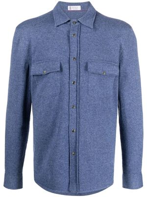 Brunello Cucinelli chemise en maille à manches longues - Bleu