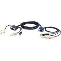 Aten 2L-7DX2U video kabel adapter 1,8 m HDB-15 Male, USB A, Mini Stereo Jack DVI-I (Single Link), USB B, Mini Stereo Jack Zwart, Groen, Roze - thumbnail