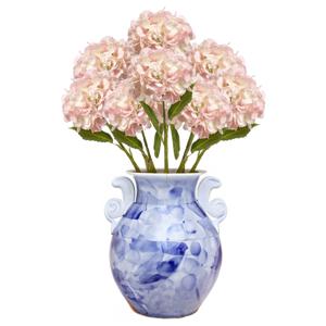 Kunstbloem Hortensia tak - 8x - 52 cm - licht roze - Real Touch - hydrangea - kunst zijdebloemen