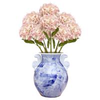 Kunstbloem Hortensia tak - 8x - 52 cm - licht roze - Real Touch - hydrangea - kunst zijdebloemen