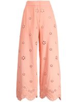 Elie Saab pantalon ample court à broderies - Orange