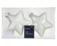 Decoris kersthangers glas ster 2st winterwit