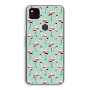 Flamingoprint groen: Google Pixel 4a 5G Transparant Hoesje