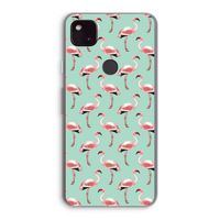 Flamingoprint groen: Google Pixel 4a 5G Transparant Hoesje