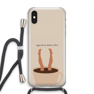 Aggressively drinks coffee: iPhone XS Transparant Hoesje met koord