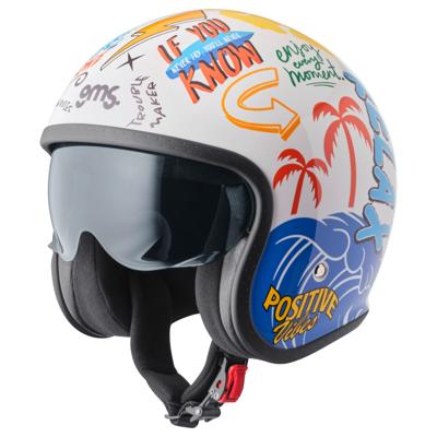 GMS Ride & Surf, Jethelm of scooter helm, Mat wit Geel Blauw