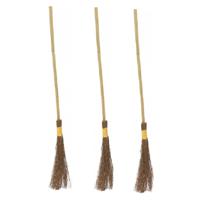 Heksen bezem van hout - 3x - 100 cm - heks verkleed accessoires