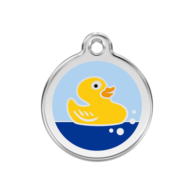 Rubber Duck Light Blue roestvrijstalen hondenpenning medium/gemiddeld dia. 3 cm - Reddingo