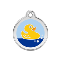 Rubber Duck Light Blue roestvrijstalen hondenpenning medium/gemiddeld dia. 3 cm - Reddingo