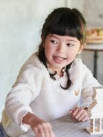 Meisjessweater in sherpa met fantaisie-afwerkingen beige