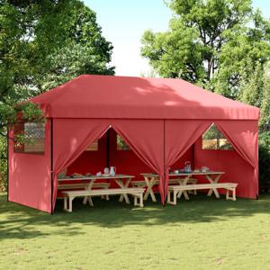 Partytent inklapbaar pop-up met 4 zijwanden bordeauxrood