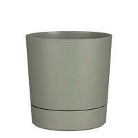 Mica Decorations Bloempot Coco - met onderschaal - olijfgroen - H30 x D28 cm - kunststof - buiten