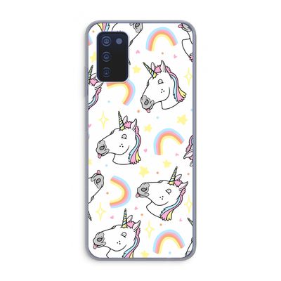Rainbow Unicorn: Samsung Galaxy A03s Transparant Hoesje