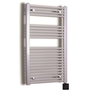 Elektrische Design Radiator Sanicare Plug & Play 111,8x60 cm Inox Look 730 Watt Met Chroom Thermostaat En Bluetooth Links