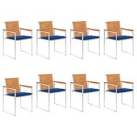 Tuinstoelen 8 st met kussens massief acaciahout